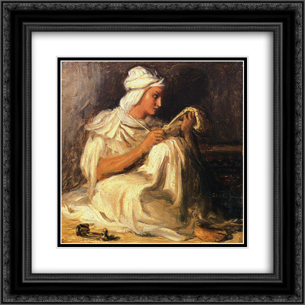 Young Teleb Seated 20x20 Black Ornate Wood Framed Art Print Poster with Double Matting by Chasseriau, Theodore