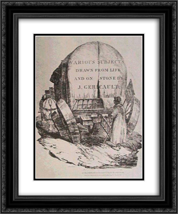 A hitched wagon 20x24 Black Ornate Wood Framed Art Print Poster with Double Matting by Gericault, Theodore