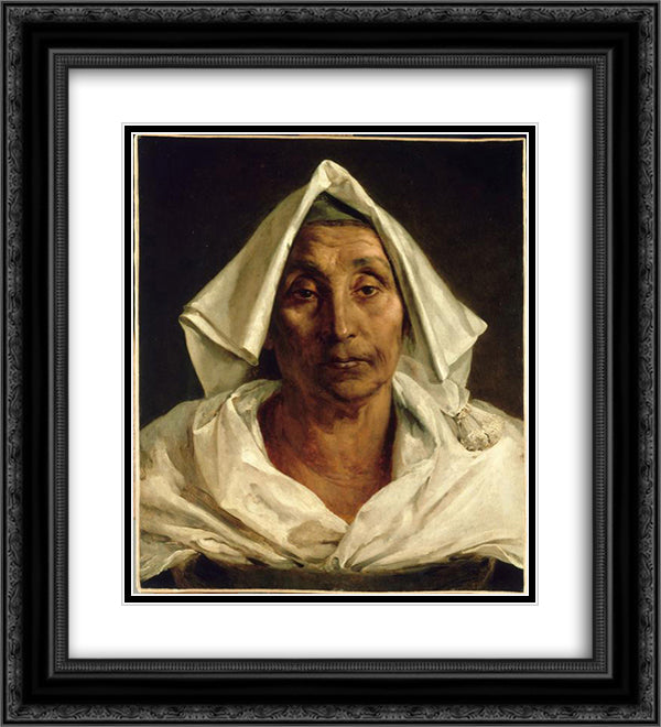 Old Italian peasant 20x22 Black Ornate Wood Framed Art Print Poster with Double Matting by Gericault, Theodore