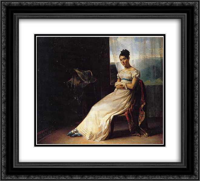 Portrait of Laura Bro 22x20 Black Ornate Wood Framed Art Print Poster with Double Matting by Gericault, Theodore