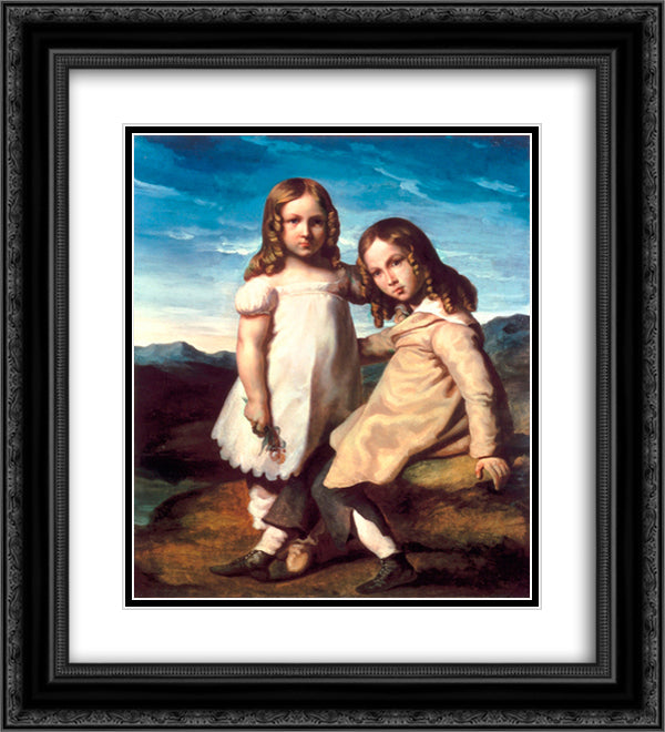 Portrait of Alfred and Elizabeth Dedreux 20x22 Black Ornate Wood Framed Art Print Poster with Double Matting by Gericault, Theodore