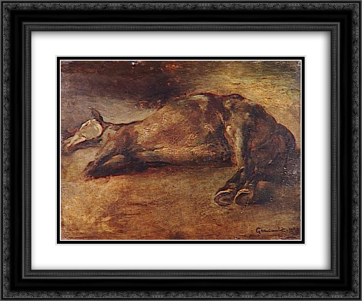 Study for Dead horse 24x20 Black Ornate Wood Framed Art Print Poster with Double Matting by Gericault, Theodore