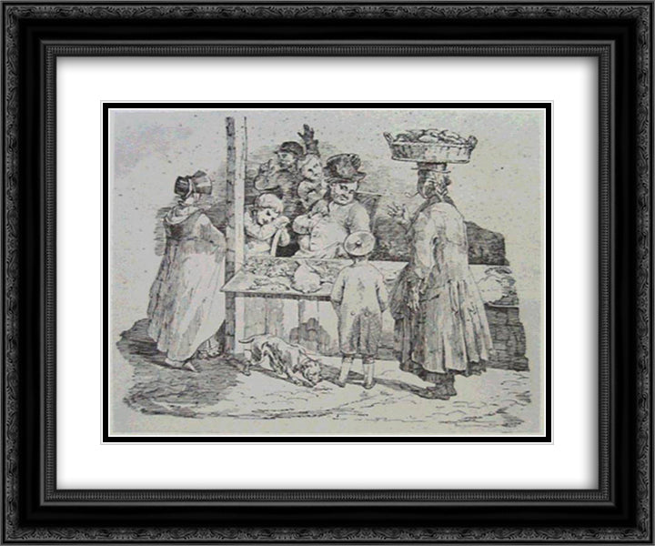 The asleep fishmonger 24x20 Black Ornate Wood Framed Art Print Poster with Double Matting by Gericault, Theodore