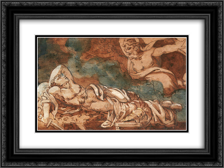 The Dream of Aeneas 24x18 Black Ornate Wood Framed Art Print Poster with Double Matting by Gericault, Theodore