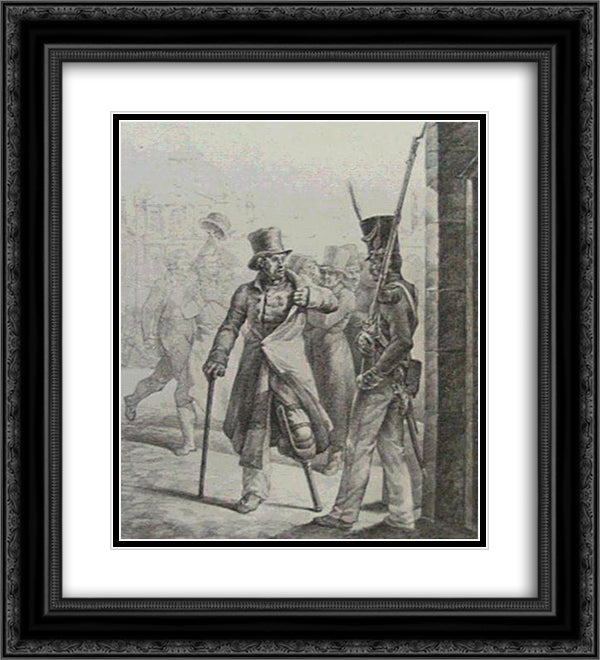 The Swiss guard at the Louvre 20x22 Black Ornate Wood Framed Art Print Poster with Double Matting by Gericault, Theodore
