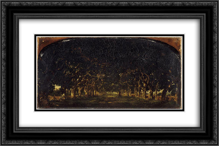 Alley chestnut from the castle Shoes 24x16 Black Ornate Wood Framed Art Print Poster with Double Matting by Rousseau, Theodore