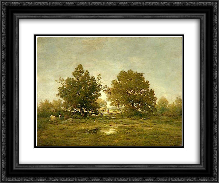 Gateway 24x20 Black Ornate Wood Framed Art Print Poster with Double Matting by Rousseau, Theodore