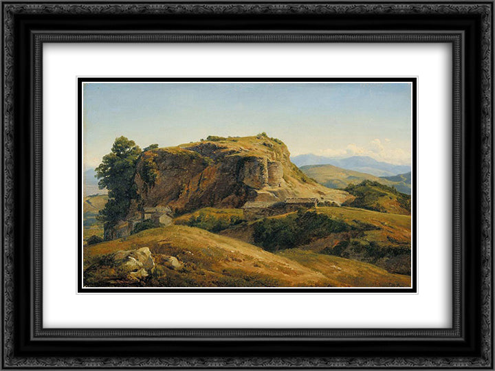 Hilly landscape, Auvergne 24x18 Black Ornate Wood Framed Art Print Poster with Double Matting by Rousseau, Theodore