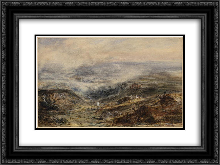Landscape in Auvergne 24x18 Black Ornate Wood Framed Art Print Poster with Double Matting by Rousseau, Theodore