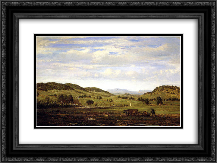 Landscape of Jura Arbois 24x18 Black Ornate Wood Framed Art Print Poster with Double Matting by Rousseau, Theodore