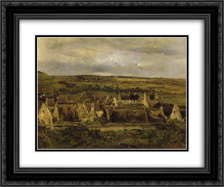 Last houses of Port en Bessin (Calvados) 24x20 Black Ornate Wood Framed Art Print Poster with Double Matting by Rousseau, Theodore