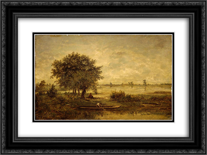Loire 24x18 Black Ornate Wood Framed Art Print Poster with Double Matting by Rousseau, Theodore