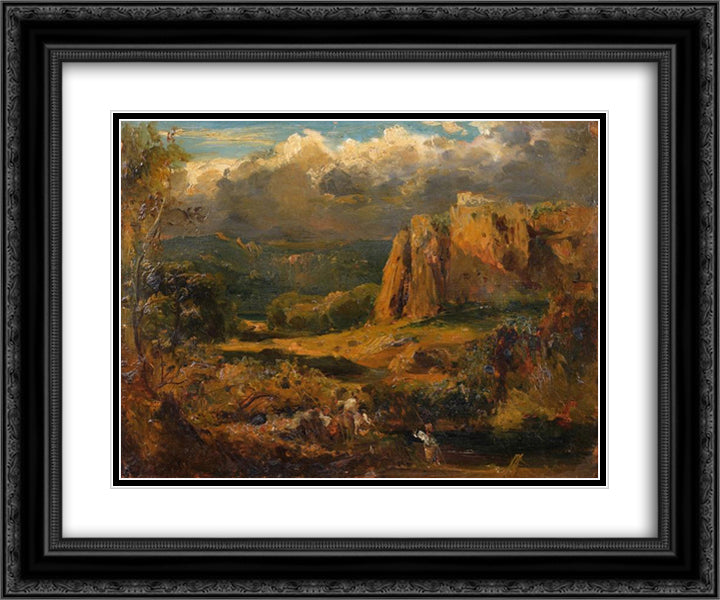Malhec rocks in the Valley of Saint-Vincent 24x20 Black Ornate Wood Framed Art Print Poster with Double Matting by Rousseau, Theodore