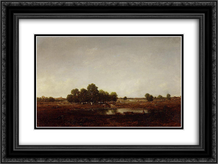 Marsh Land 24x18 Black Ornate Wood Framed Art Print Poster with Double Matting by Rousseau, Theodore