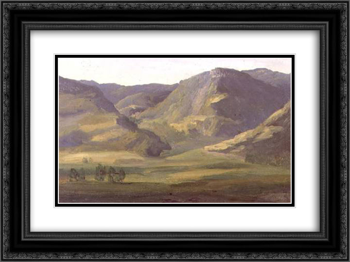 Mountainous landscape in Cantal 24x18 Black Ornate Wood Framed Art Print Poster with Double Matting by Rousseau, Theodore