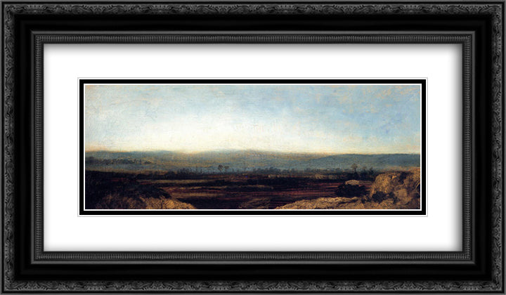 Panoramic Landscape on the Outskirts of Paris 24x14 Black Ornate Wood Framed Art Print Poster with Double Matting by Rousseau, Theodore