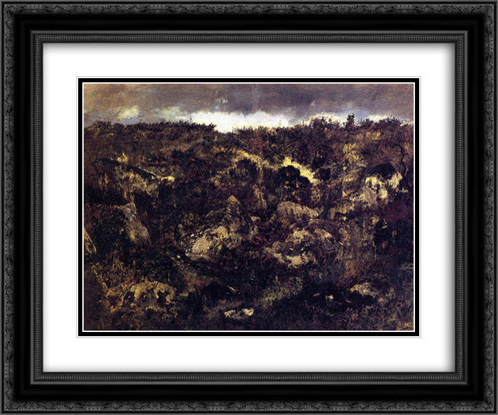 Rocky Landscape 24x20 Black Ornate Wood Framed Art Print Poster with Double Matting by Rousseau, Theodore