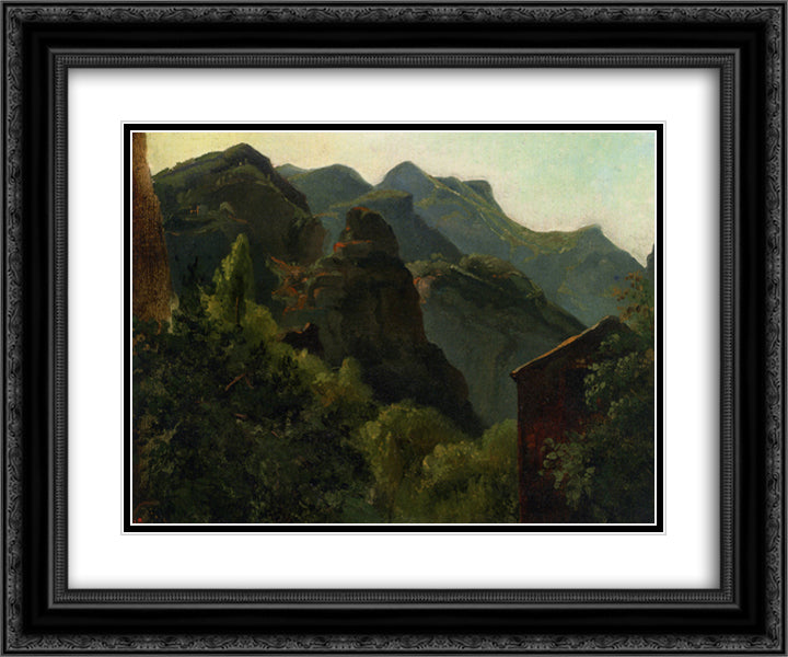 Side of the Valley of Saint-Vincent (Auvergne) 24x20 Black Ornate Wood Framed Art Print Poster with Double Matting by Rousseau, Theodore