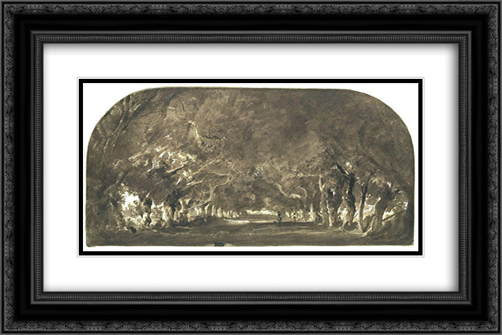 Sketch for The Alley Chesnut 24x16 Black Ornate Wood Framed Art Print Poster with Double Matting by Rousseau, Theodore