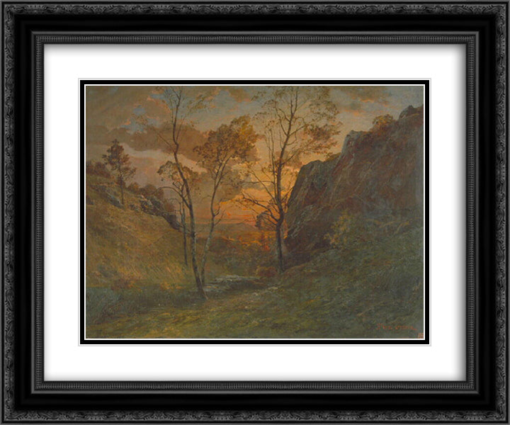 Solitude Park Chamagnieu 24x20 Black Ornate Wood Framed Art Print Poster with Double Matting by Rousseau, Theodore