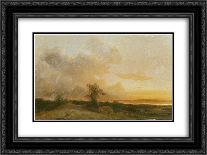 Sunset 24x18 Black Ornate Wood Framed Art Print Poster with Double Matting by Rousseau, Theodore