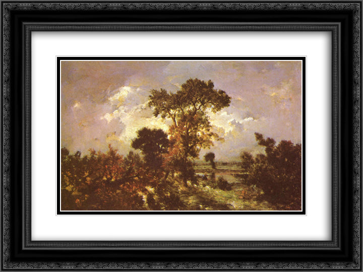 The Little Fisherman 24x18 Black Ornate Wood Framed Art Print Poster with Double Matting by Rousseau, Theodore