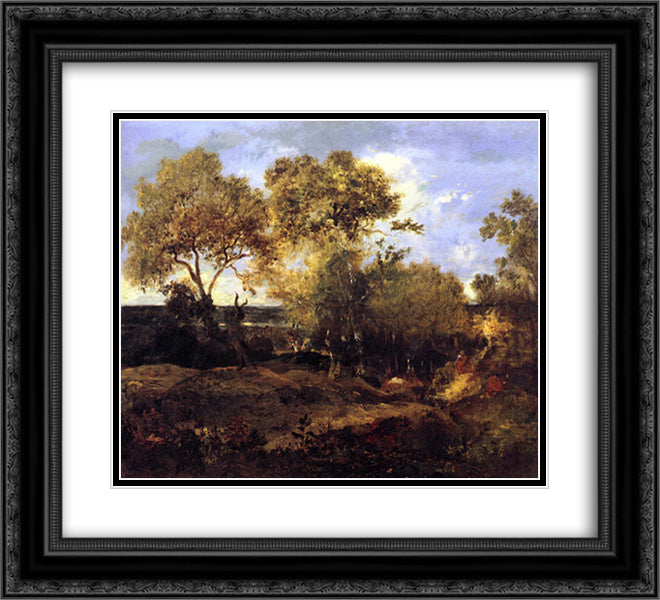 The End of Autumn 22x20 Black Ornate Wood Framed Art Print Poster with Double Matting by Rousseau, Theodore