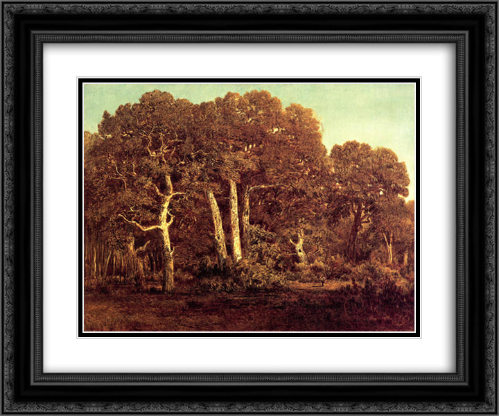 The Great Oaks of Old Bas-Breau 24x20 Black Ornate Wood Framed Art Print Poster with Double Matting by Rousseau, Theodore