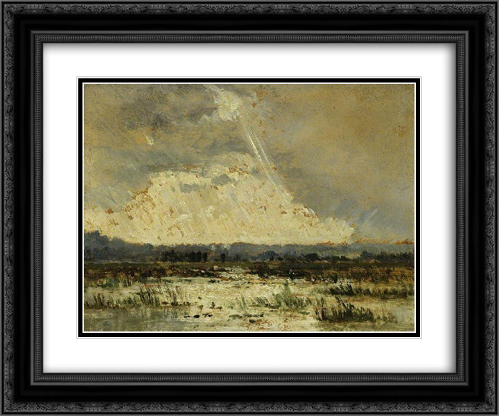 The Marsh in the Souterraine 24x20 Black Ornate Wood Framed Art Print Poster with Double Matting by Rousseau, Theodore