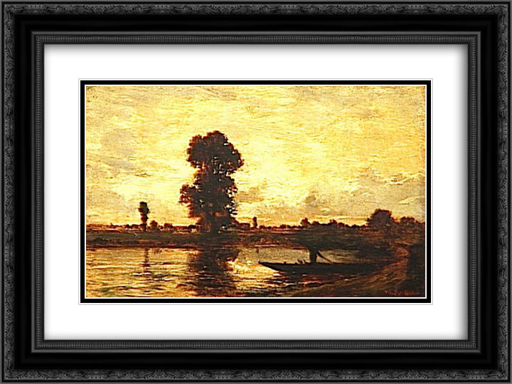The passer 24x18 Black Ornate Wood Framed Art Print Poster with Double Matting by Rousseau, Theodore