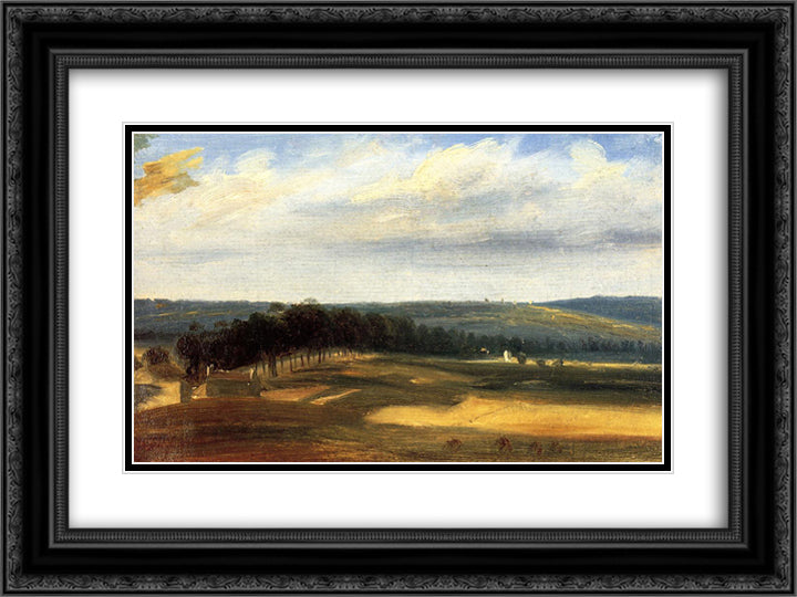The valley of Bievre near Paris 24x18 Black Ornate Wood Framed Art Print Poster with Double Matting by Rousseau, Theodore