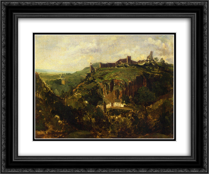 Town in Auvergne 24x20 Black Ornate Wood Framed Art Print Poster with Double Matting by Rousseau, Theodore