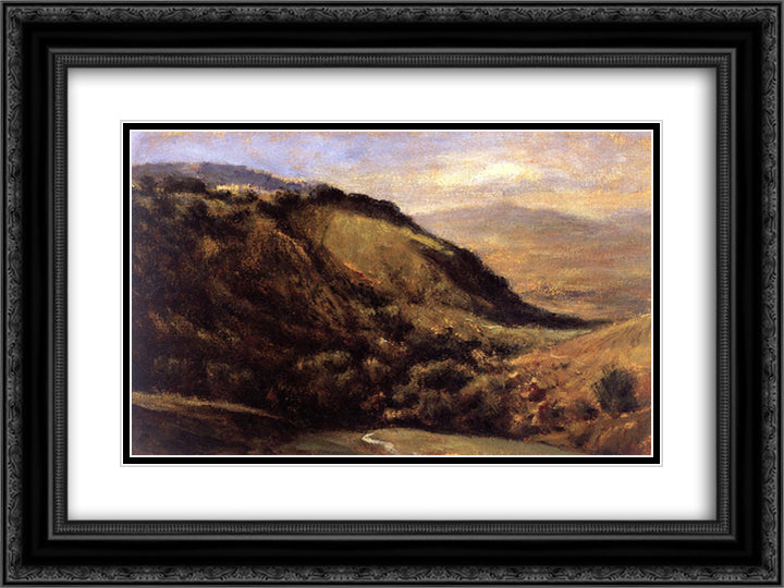 Valley in the Auvergne 24x18 Black Ornate Wood Framed Art Print Poster with Double Matting by Rousseau, Theodore