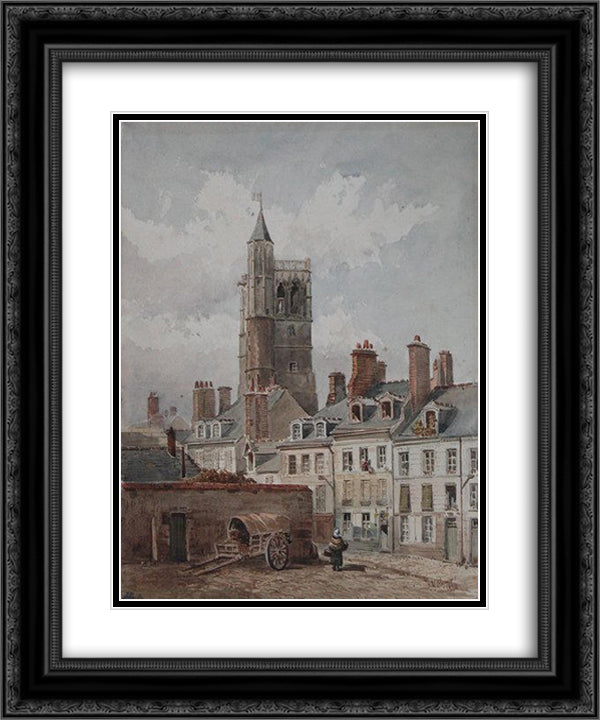View of the belfry of Orleans 20x24 Black Ornate Wood Framed Art Print Poster with Double Matting by Rousseau, Theodore