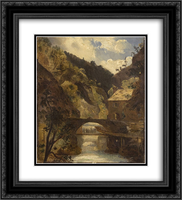 Water Mill, Thiers 20x22 Black Ornate Wood Framed Art Print Poster with Double Matting by Rousseau, Theodore