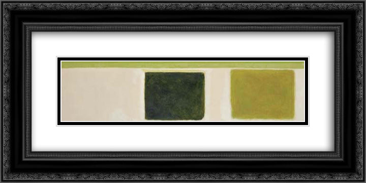 Double Green Sun - Box 24x12 Black Ornate Wood Framed Art Print Poster with Double Matting by Stamos, Theodoros