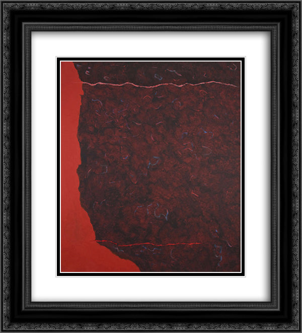 Edge of Burning Brush 20x22 Black Ornate Wood Framed Art Print Poster with Double Matting by Stamos, Theodoros