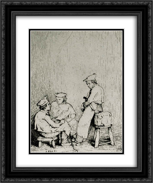 Culinary Scene #8 The Menu 20x24 Black Ornate Wood Framed Art Print Poster with Double Matting by Ribot, Theodule