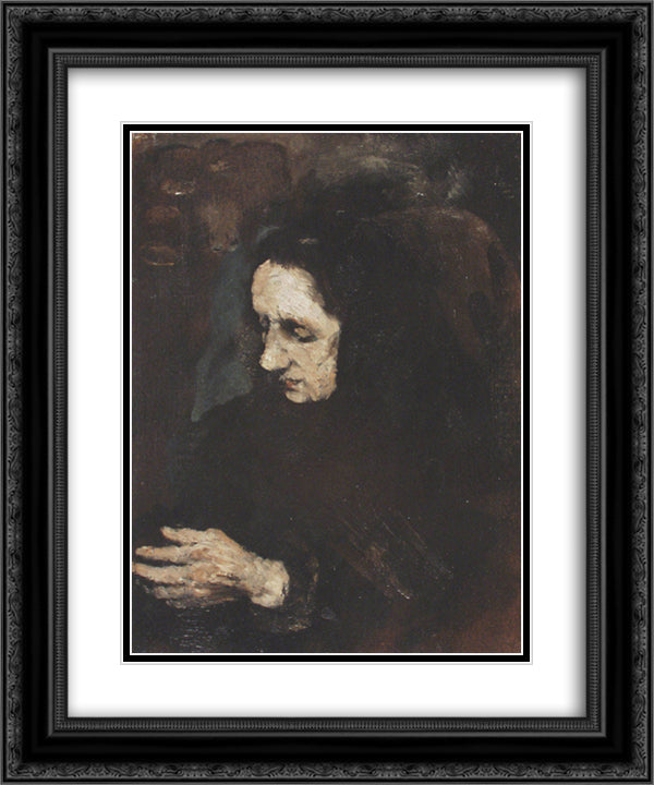 Portrait de sa Soeur 20x24 Black Ornate Wood Framed Art Print Poster with Double Matting by Ribot, Theodule