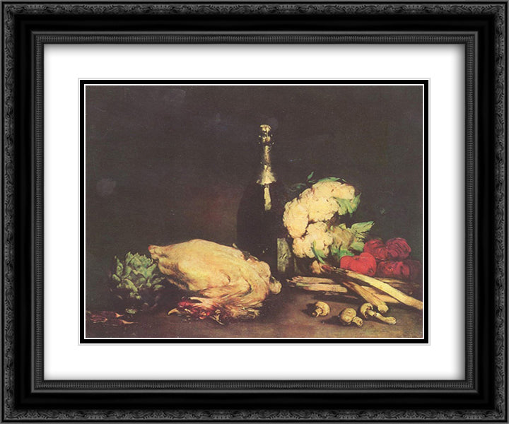 Stilleben 24x20 Black Ornate Wood Framed Art Print Poster with Double Matting by Ribot, Theodule