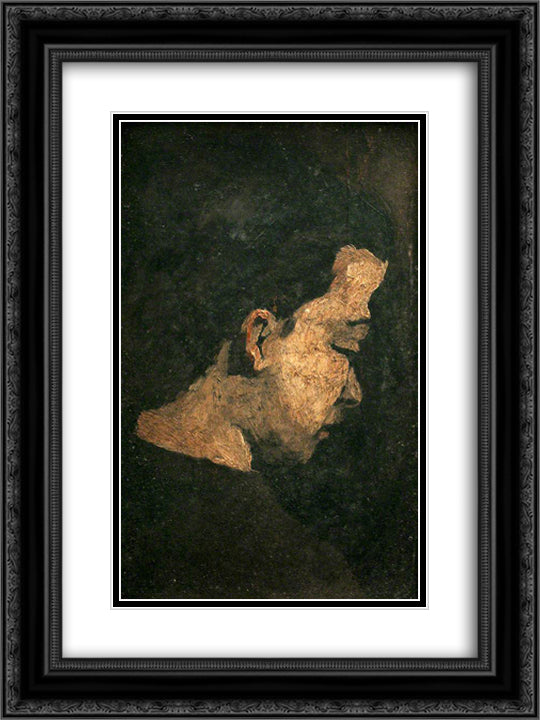 Study of the Head of a Youth 18x24 Black Ornate Wood Framed Art Print Poster with Double Matting by Ribot, Theodule