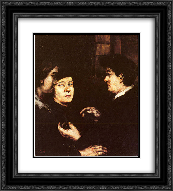 The Conversation 20x22 Black Ornate Wood Framed Art Print Poster with Double Matting by Ribot, Theodule
