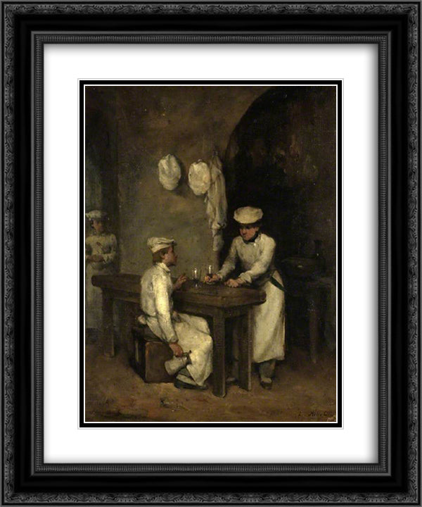 The Cooks 20x24 Black Ornate Wood Framed Art Print Poster with Double Matting by Ribot, Theodule