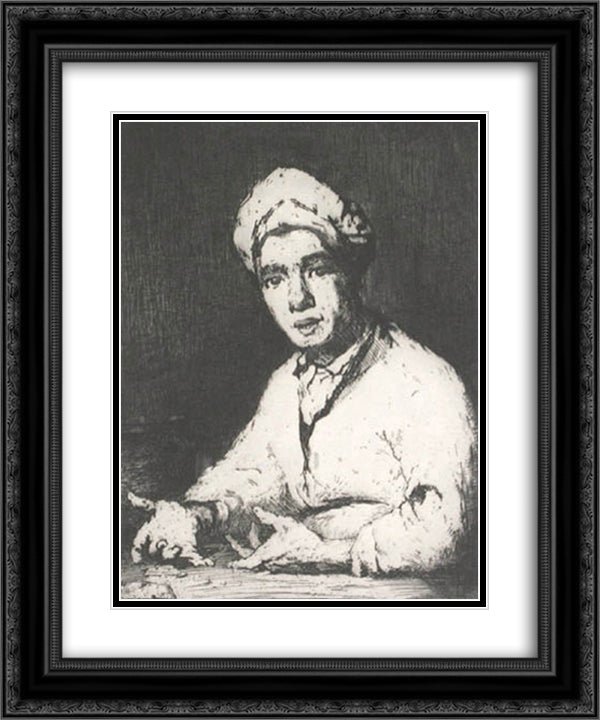 The Cook's Recipe 20x24 Black Ornate Wood Framed Art Print Poster with Double Matting by Ribot, Theodule