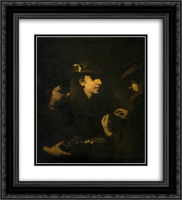 The Rosary 20x22 Black Ornate Wood Framed Art Print Poster with Double Matting by Ribot, Theodule