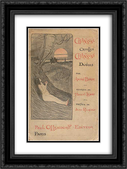 Chansons Cruelles Chansons Douces 18x24 Black Ornate Wood Framed Art Print Poster with Double Matting by Steinlen, Theophile