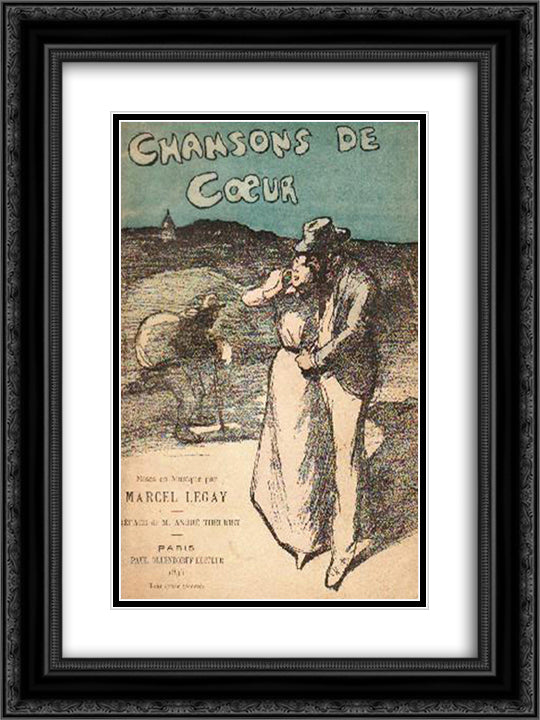 Chansons de Coeur 18x24 Black Ornate Wood Framed Art Print Poster with Double Matting by Steinlen, Theophile