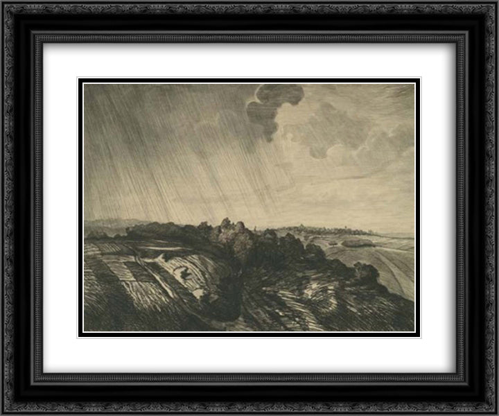 Chemin Creux Courdimanche 24x20 Black Ornate Wood Framed Art Print Poster with Double Matting by Steinlen, Theophile