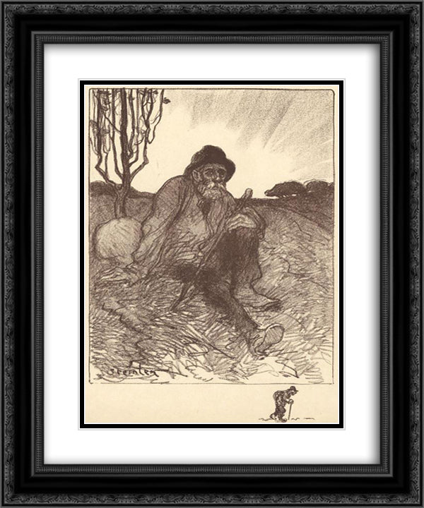 Chemineau Assis 20x24 Black Ornate Wood Framed Art Print Poster with Double Matting by Steinlen, Theophile