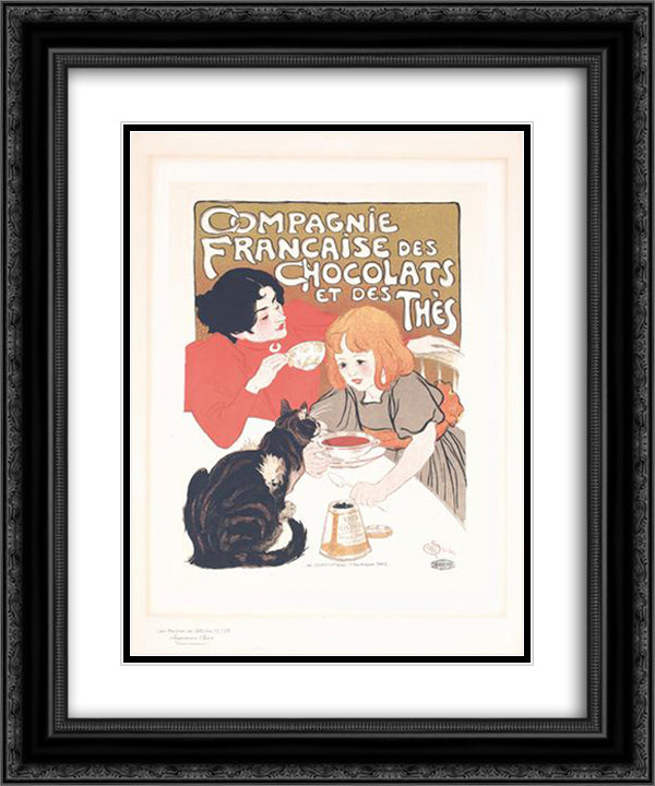 Compagne Francaise des Chocolats Maitres de l'Affiche 20x24 Black Ornate Wood Framed Art Print Poster with Double Matting by Steinlen, Theophile